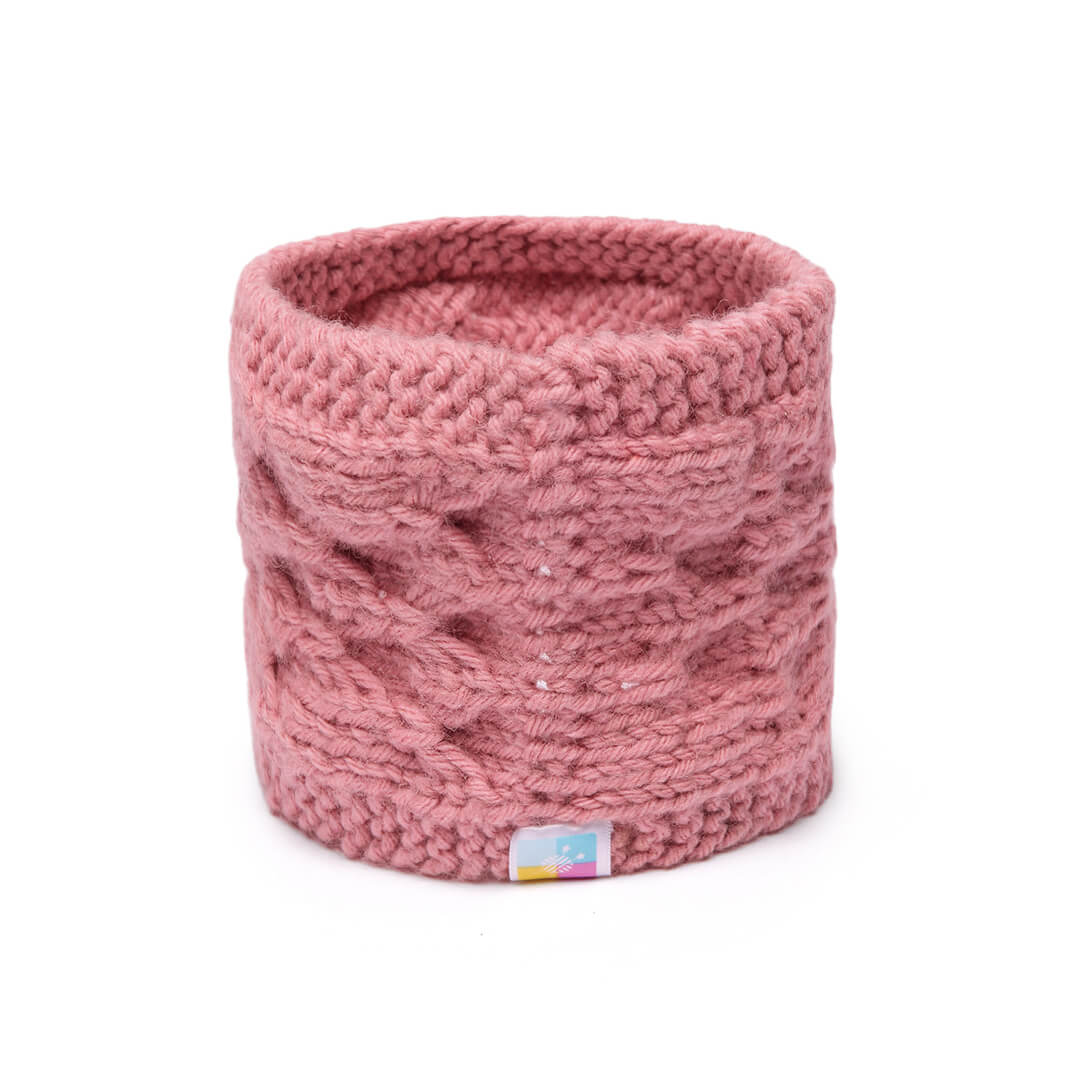 Hand Knitted Woolen Designer Headband - Pink 10671