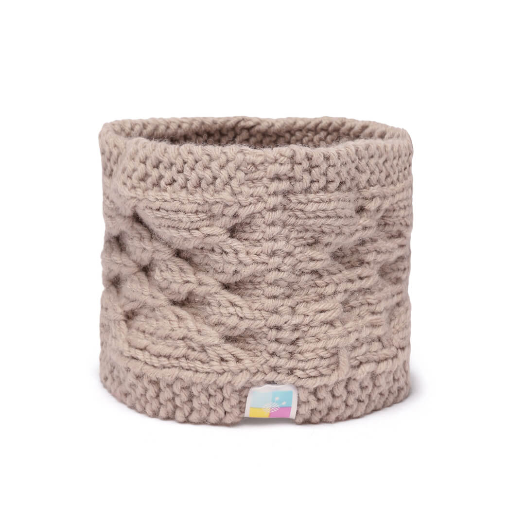Hand Knitted Woolen Designer Headband - Beige 10672