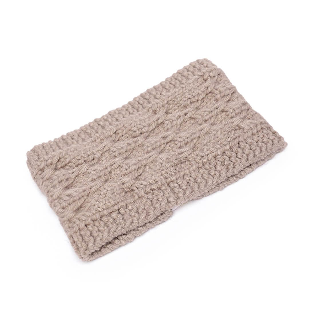 Hand Knitted Woolen Designer Headband - Beige 10672