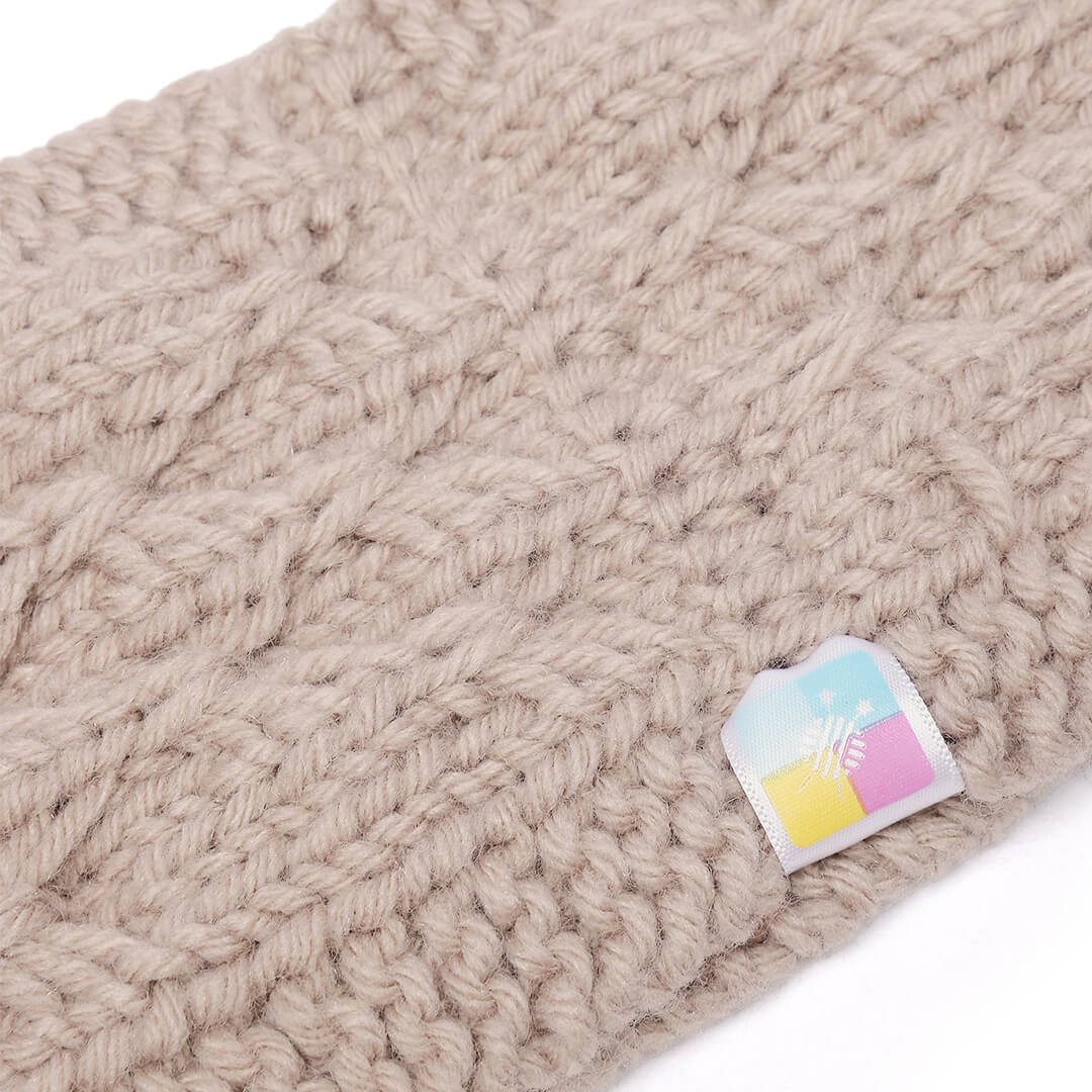 Hand Knitted Woolen Designer Headband - Beige 10672