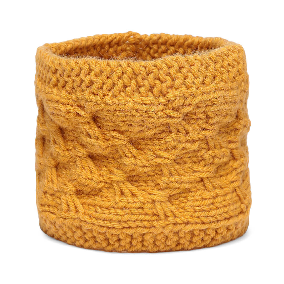 Hand Knitted Woolen Designer Headband - Yellow 10673