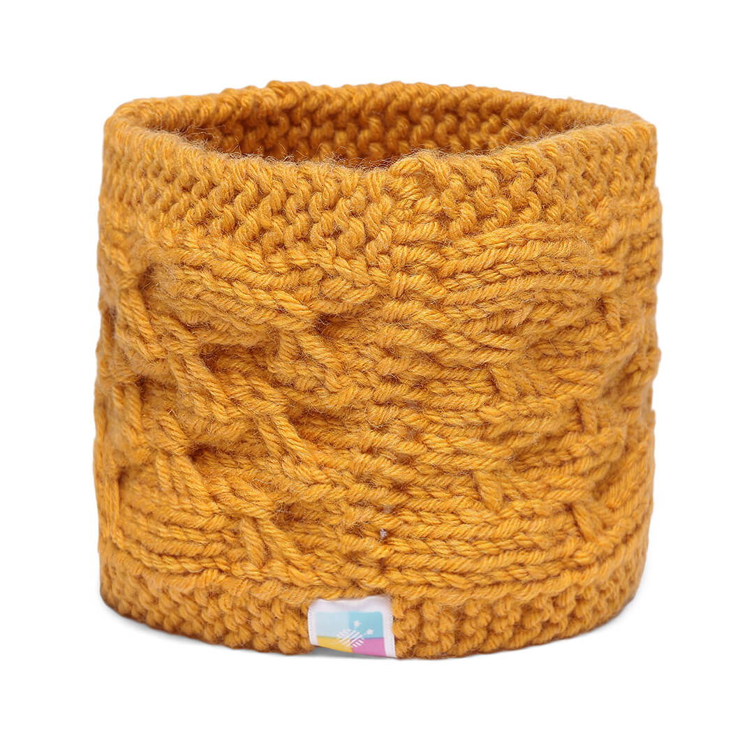 Hand Knitted Woolen Designer Headband - Yellow 10673