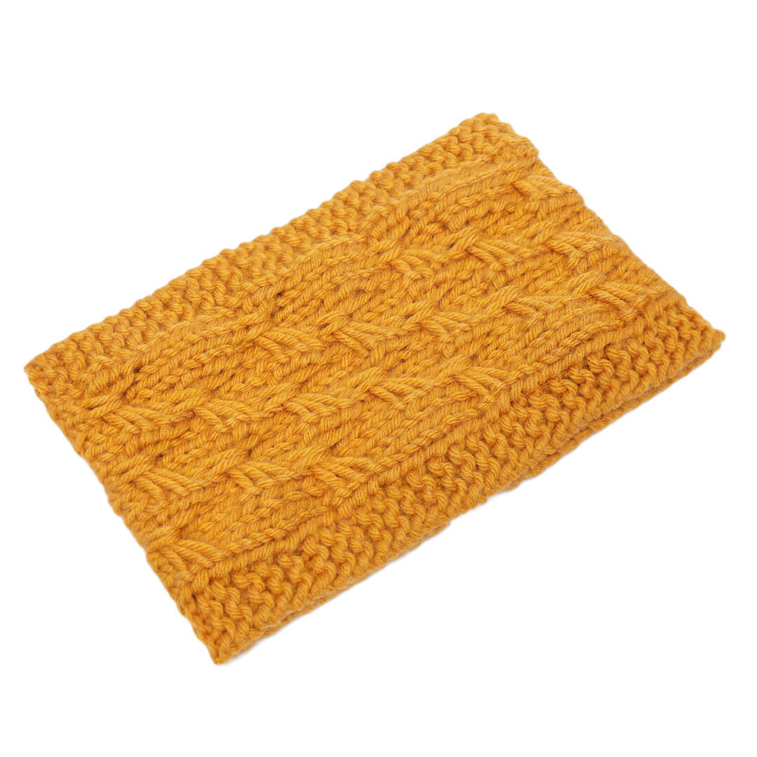 Hand Knitted Woolen Designer Headband - Yellow 10673