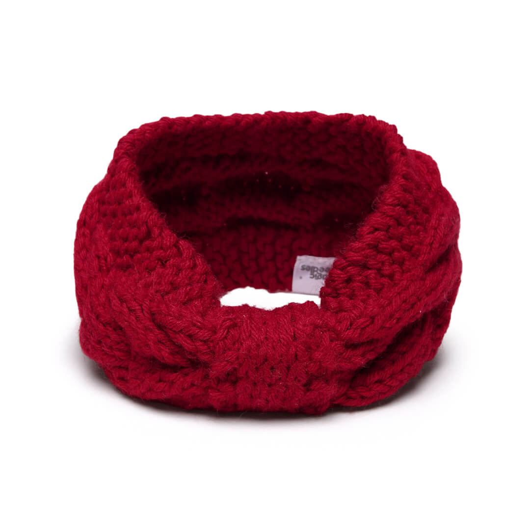 Hand Knitted Woolen Designer Headband - Red 10674