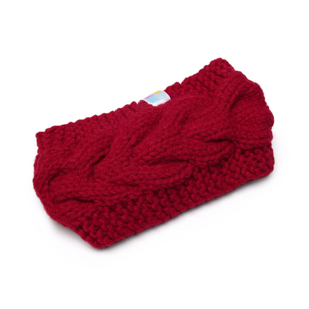 Hand Knitted Woolen Designer Headband - Red 10674
