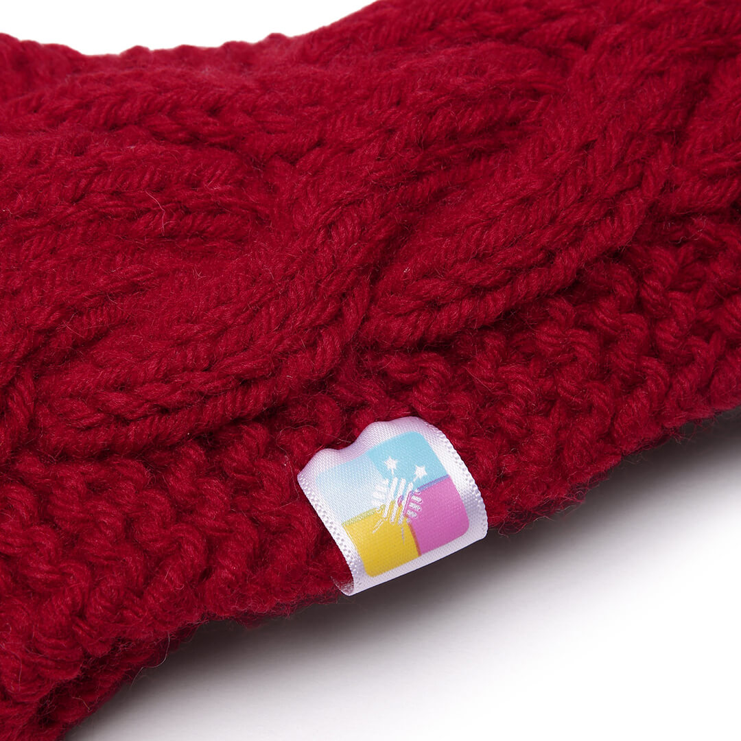 Hand Knitted Woolen Designer Headband - Red 10674