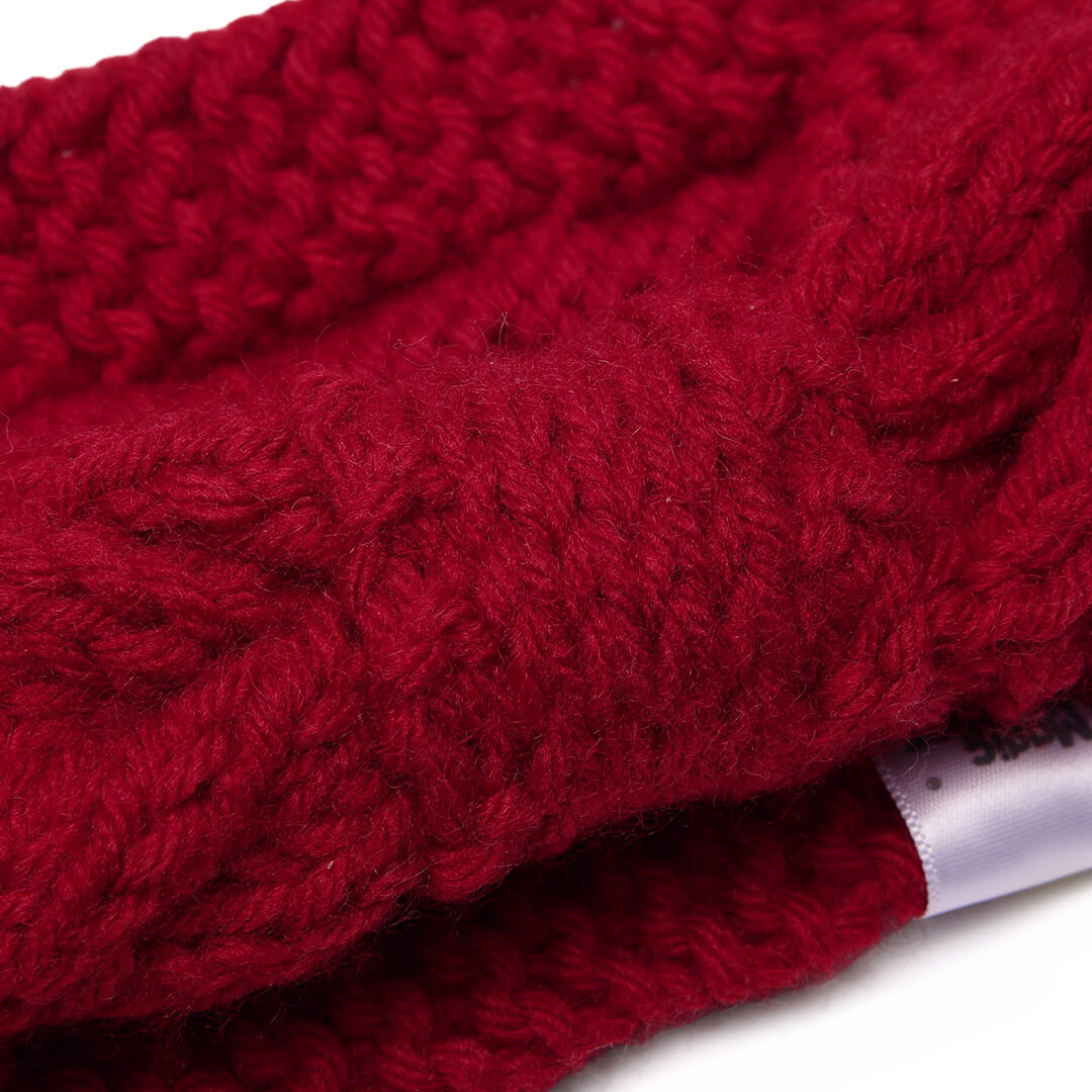 Hand Knitted Woolen Designer Headband - Red 10674