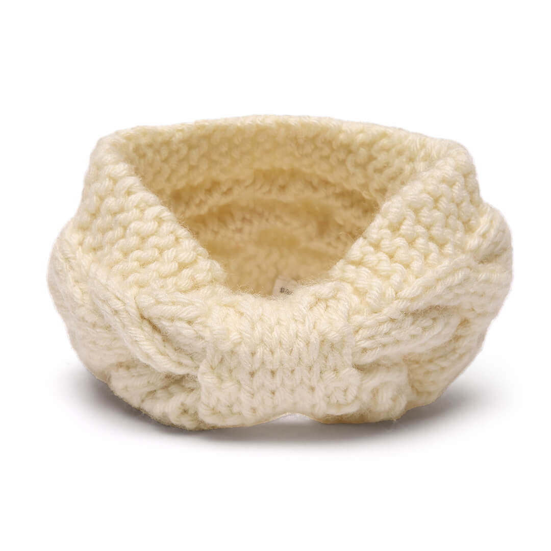 Hand Knitted Woolen Designer Headband - Off White 10675