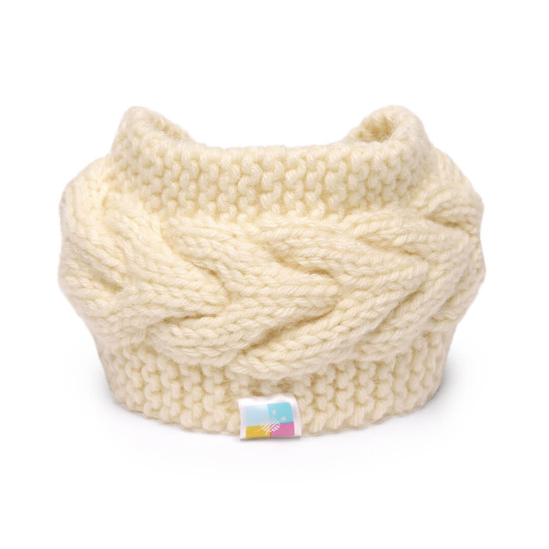 Hand Knitted Woolen Designer Headband - Off White 10675