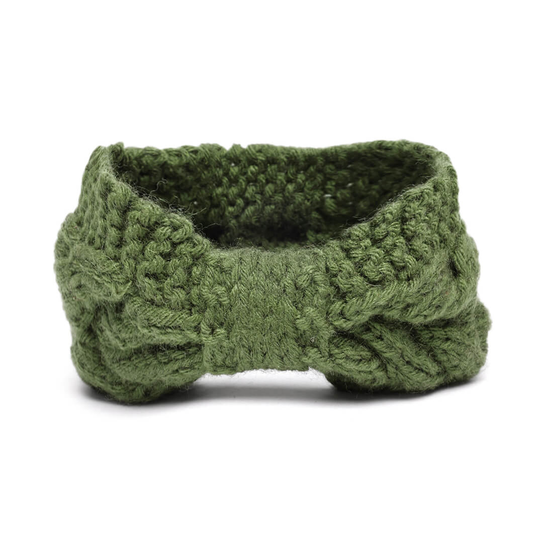 Hand Knitted Woolen Designer Headband - Khaki 10676