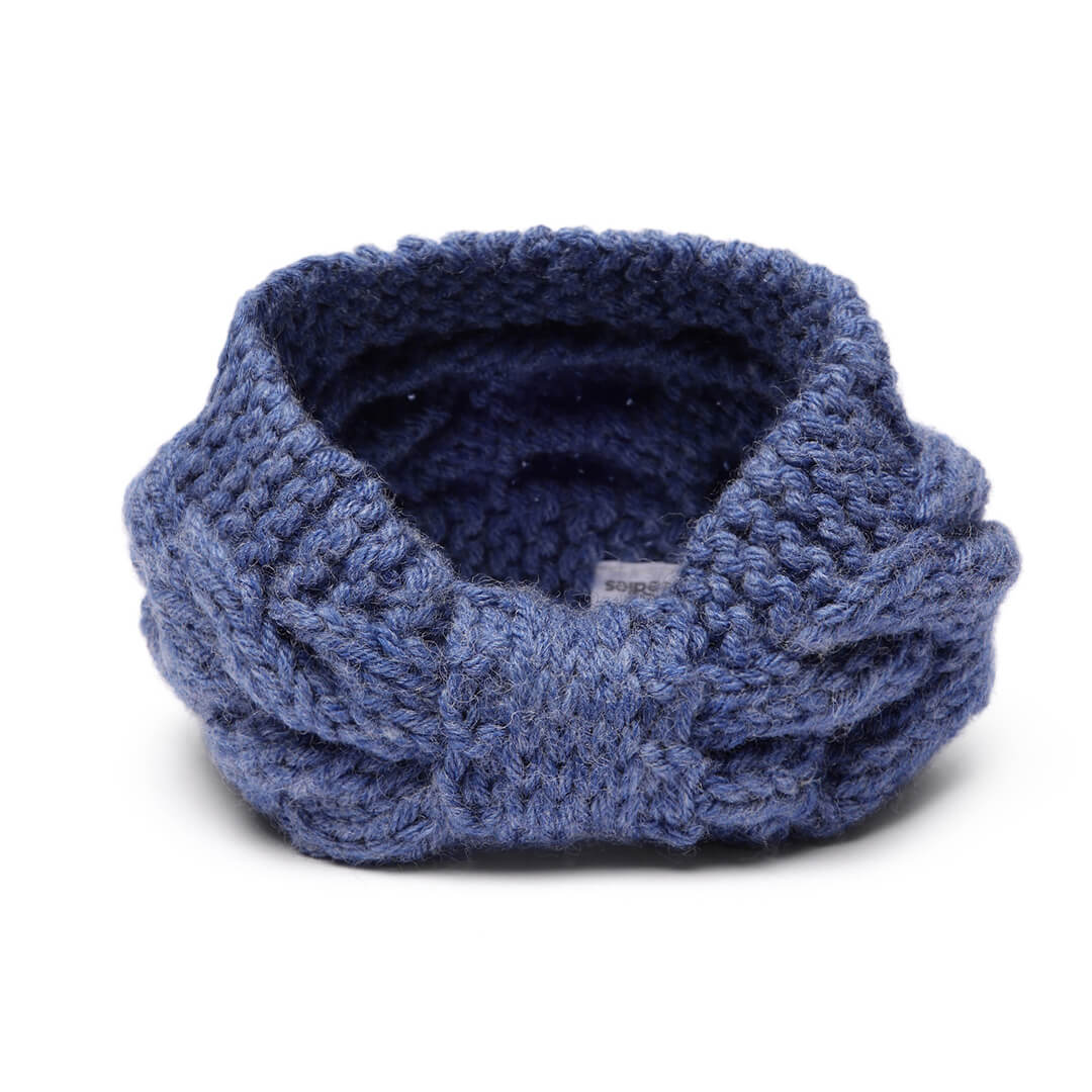 Hand Knitted Woolen Designer Headband - Denim Blue 10677