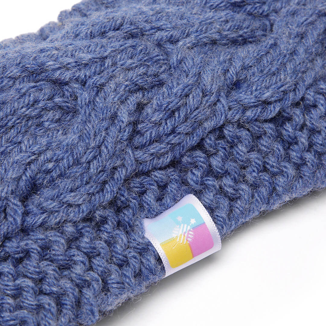 Hand Knitted Woolen Designer Headband - Denim Blue 10677