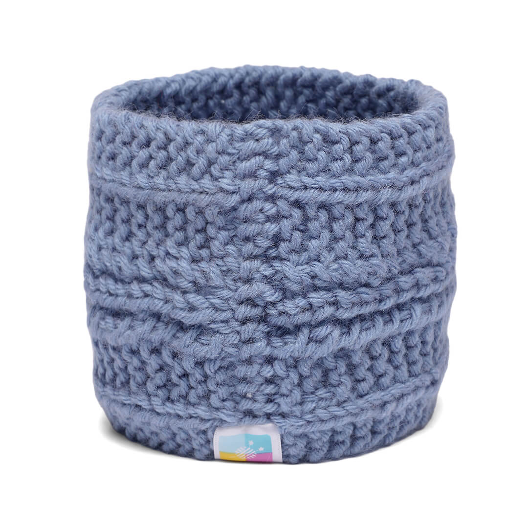 Hand Knitted Woolen Designer Headband - Faded Blue 10678