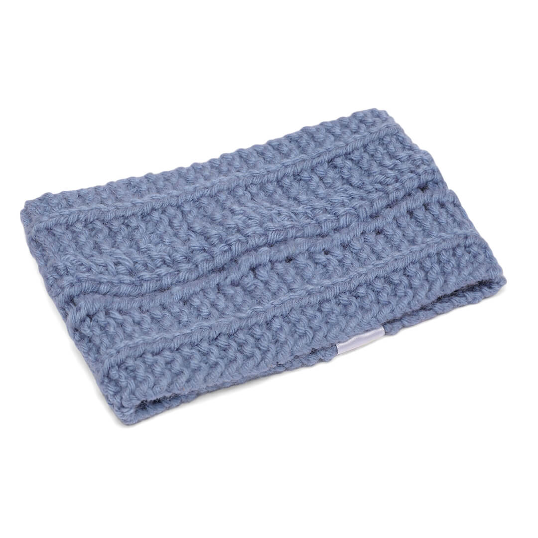 Hand Knitted Woolen Designer Headband - Faded Blue 10678