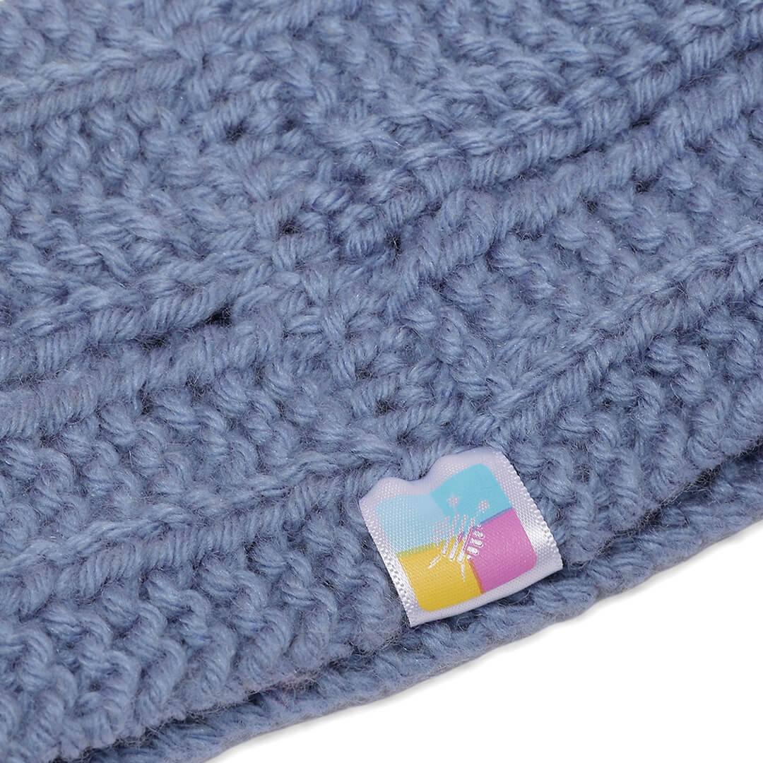 Hand Knitted Woolen Designer Headband - Faded Blue 10678