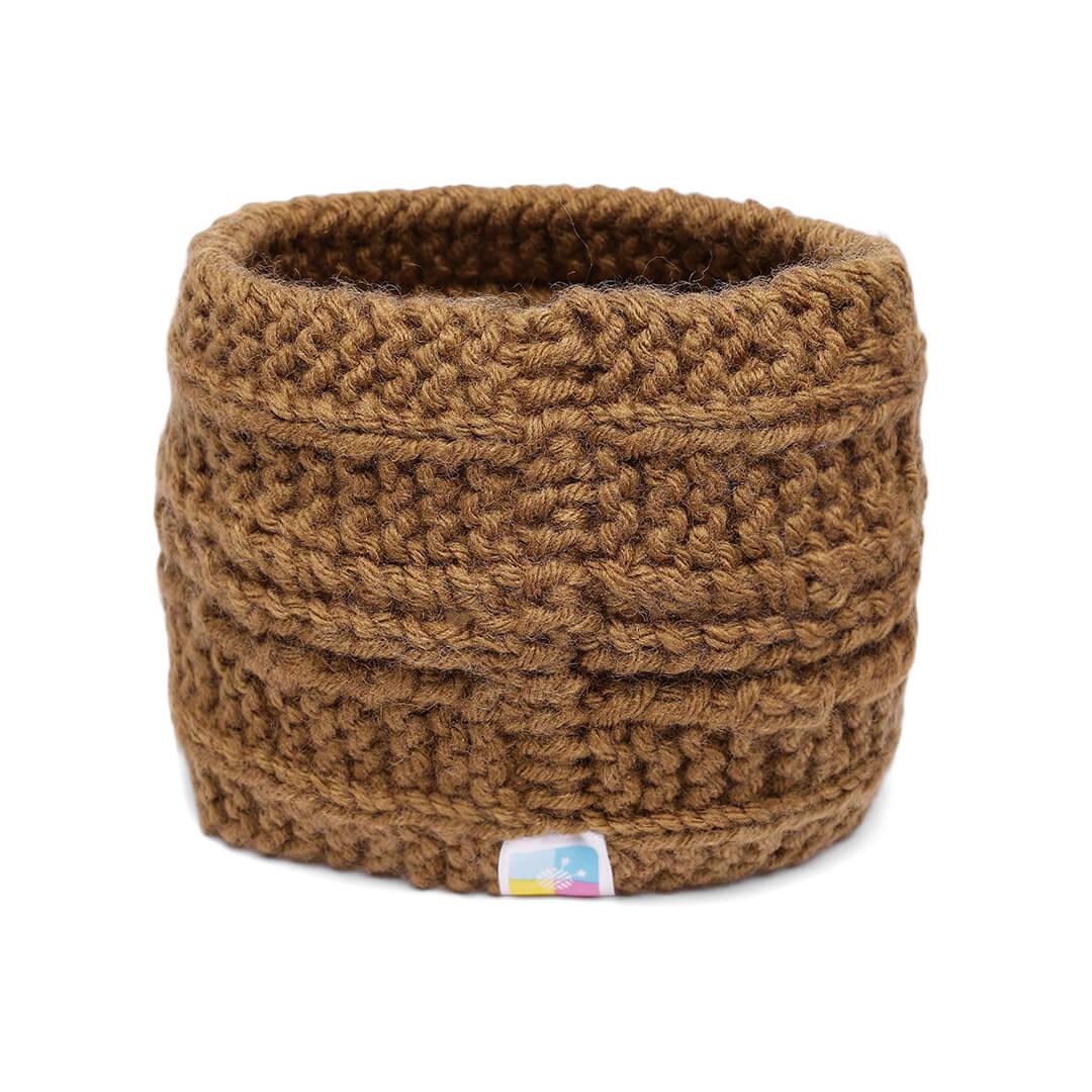 Hand Knitted Woolen Designer Headband - Brown 10679