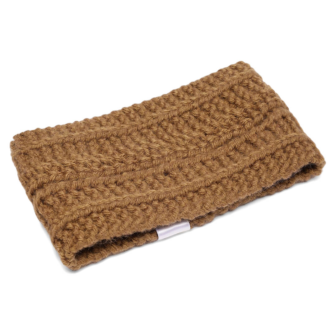 Hand Knitted Woolen Designer Headband - Brown 10679