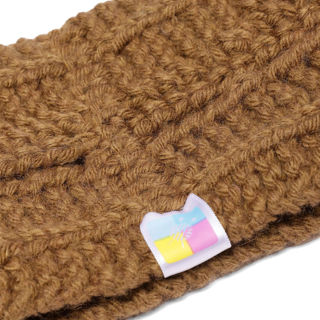 Hand Knitted Woolen Designer Headband - Brown 10679