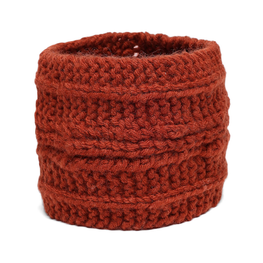 Hand Knitted Woolen Designer Headband - Brick Red 10680