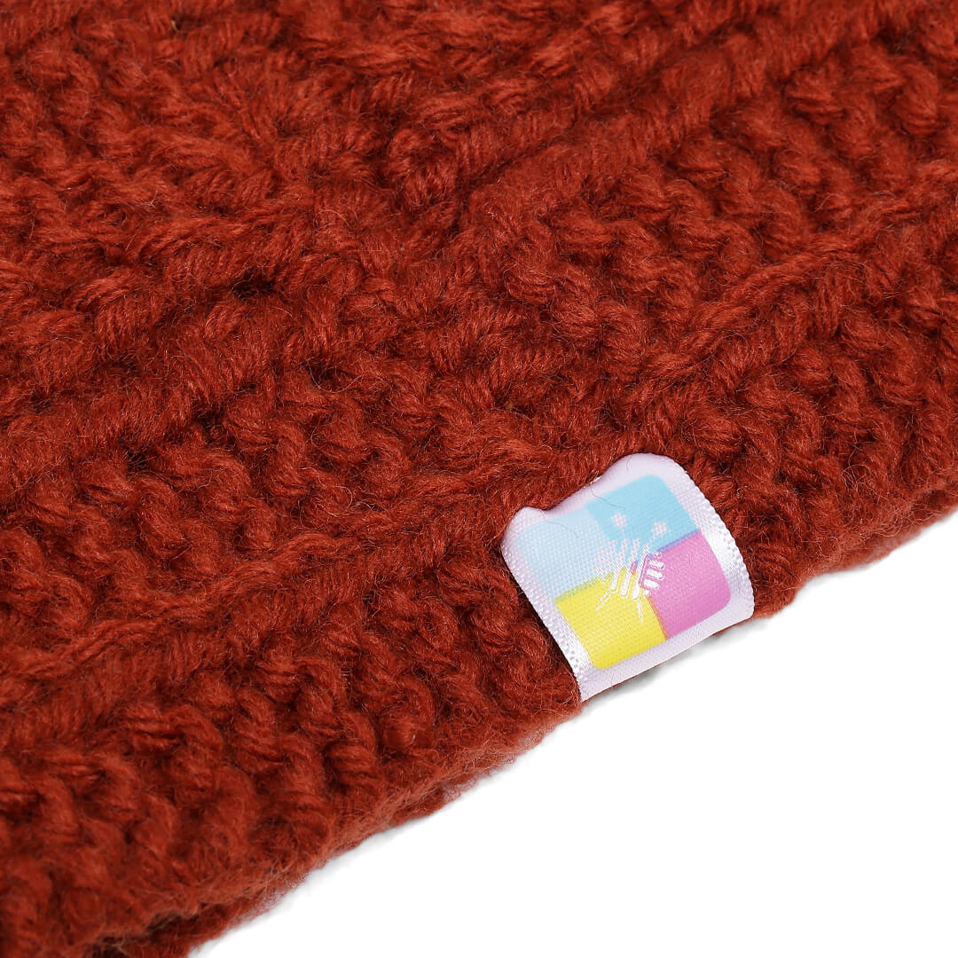 Hand Knitted Woolen Designer Headband - Brick Red 10680
