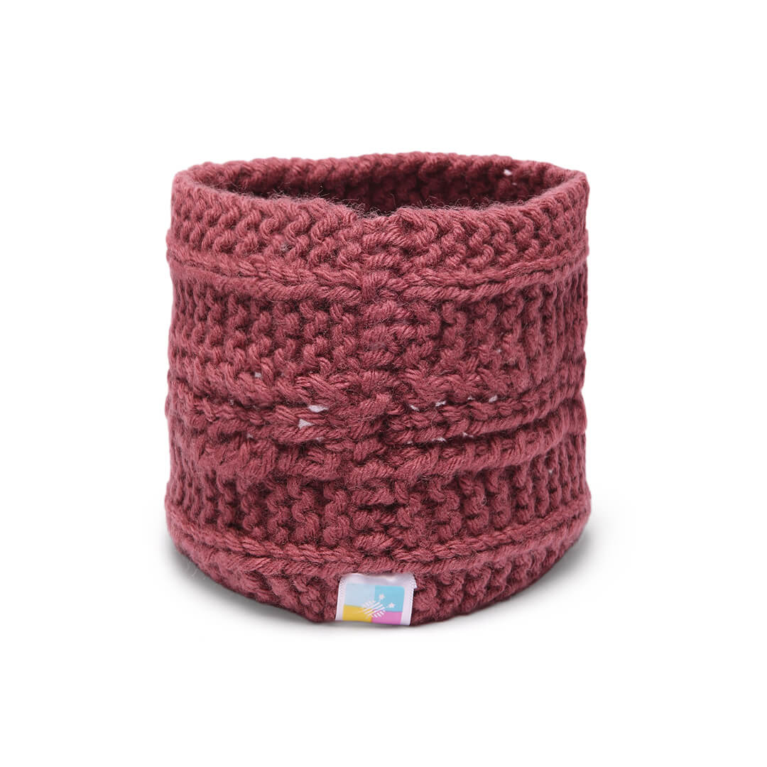 Hand Knitted Woolen Designer Headband - Mauve 10681