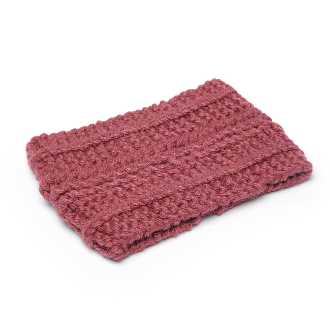 Hand Knitted Woolen Designer Headband - Mauve 10681