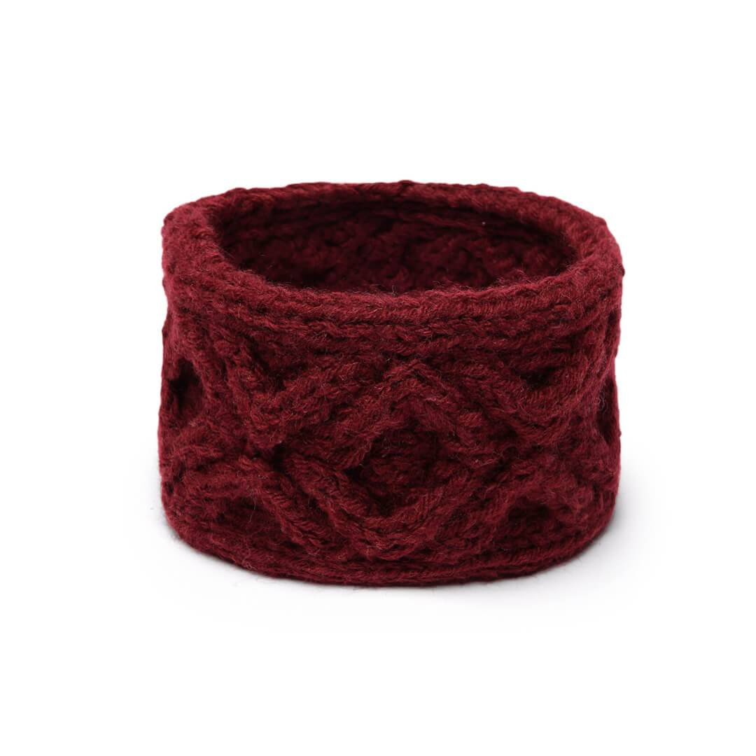 Hand Knitted Woolen Designer Headband - Maroon 10682