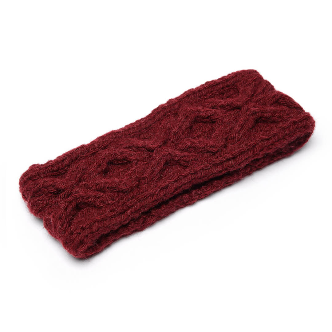 Hand Knitted Woolen Designer Headband - Maroon 10682