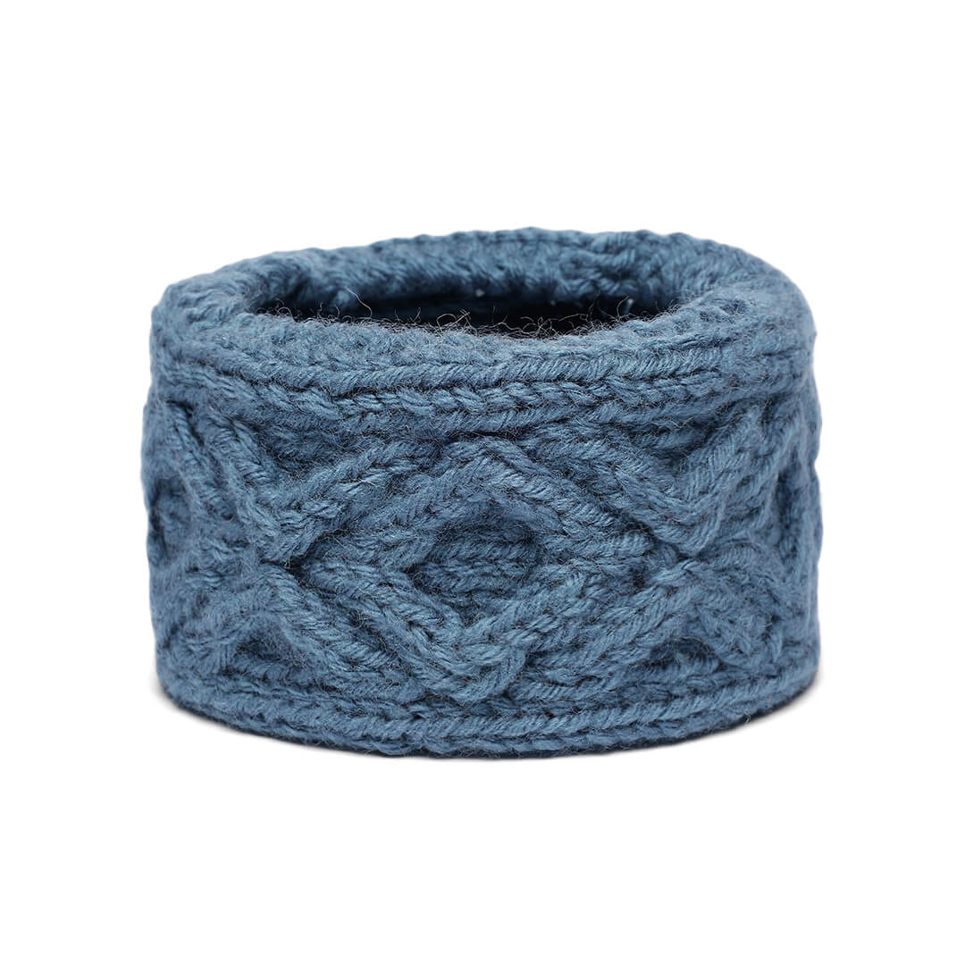 Hand Knitted Woolen Designer Headband - Storm Blue 10683