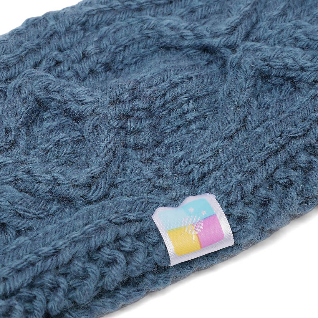 Hand Knitted Woolen Designer Headband - Storm Blue 10683