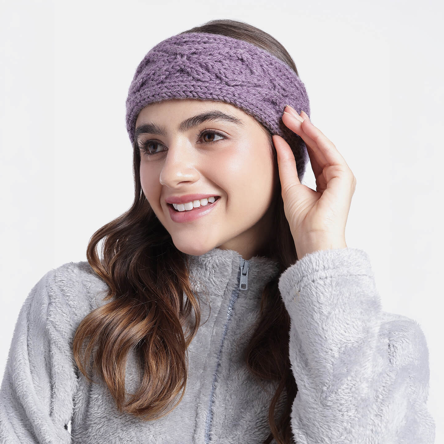 Hand Knitted Woolen Designer Headband - Purple Haze 10684