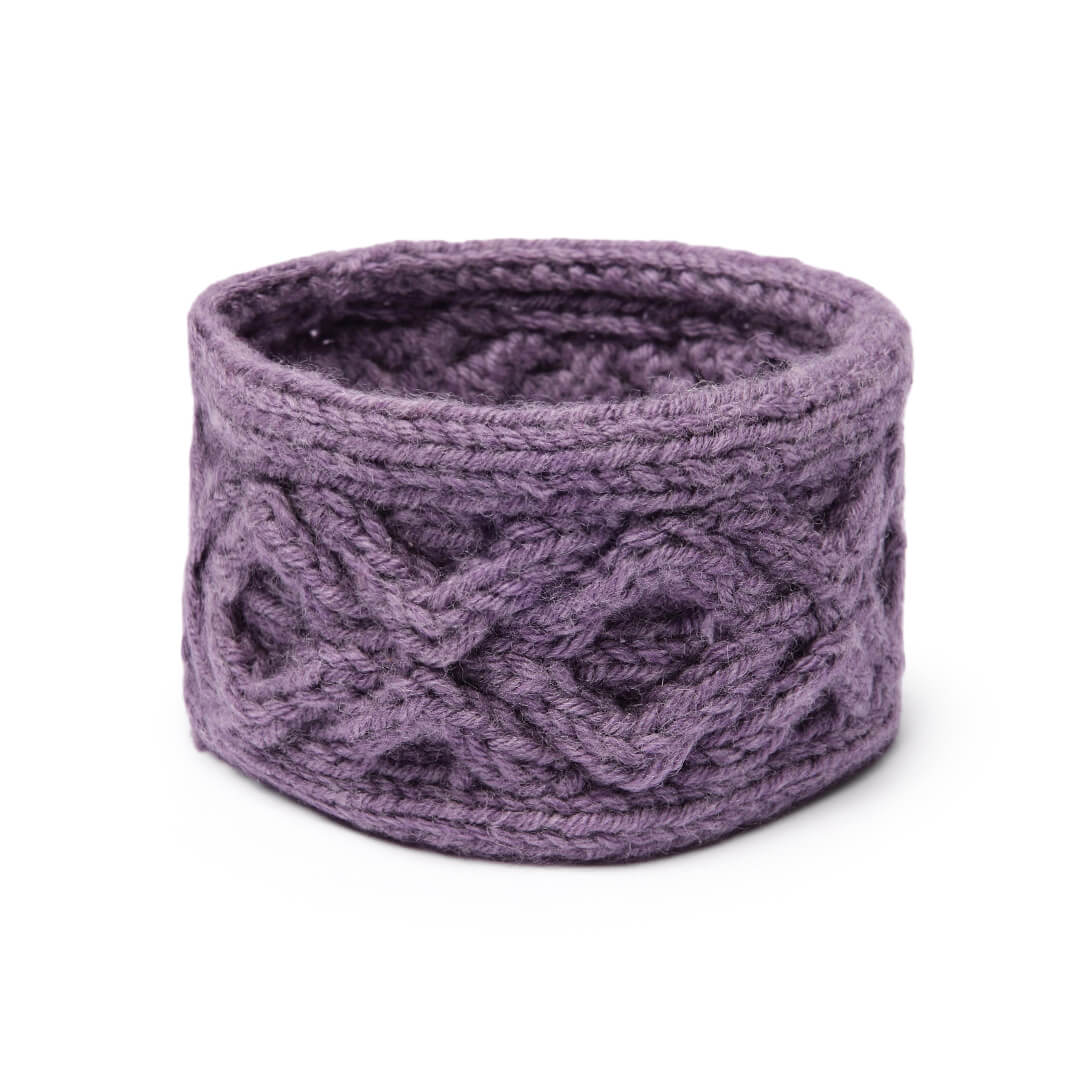 Hand Knitted Woolen Designer Headband - Purple Haze 10684