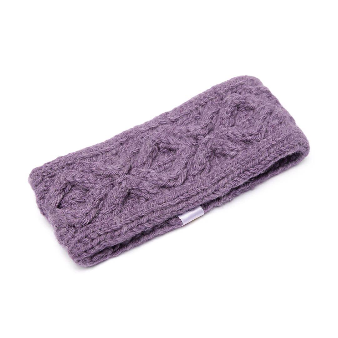 Hand Knitted Woolen Designer Headband - Purple Haze 10684