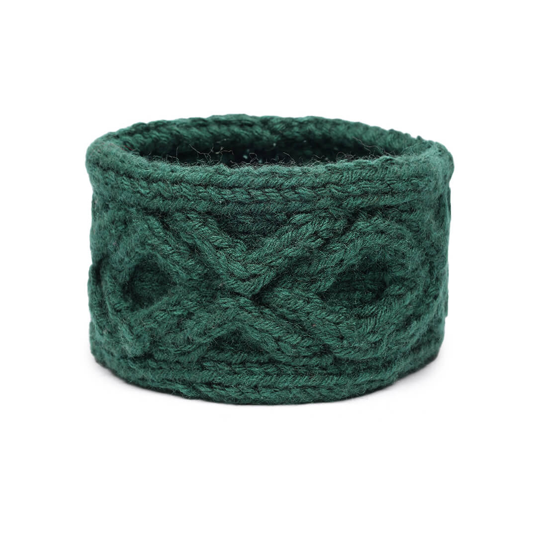 Hand Knitted Woolen Designer Headband - Dark Green 10685