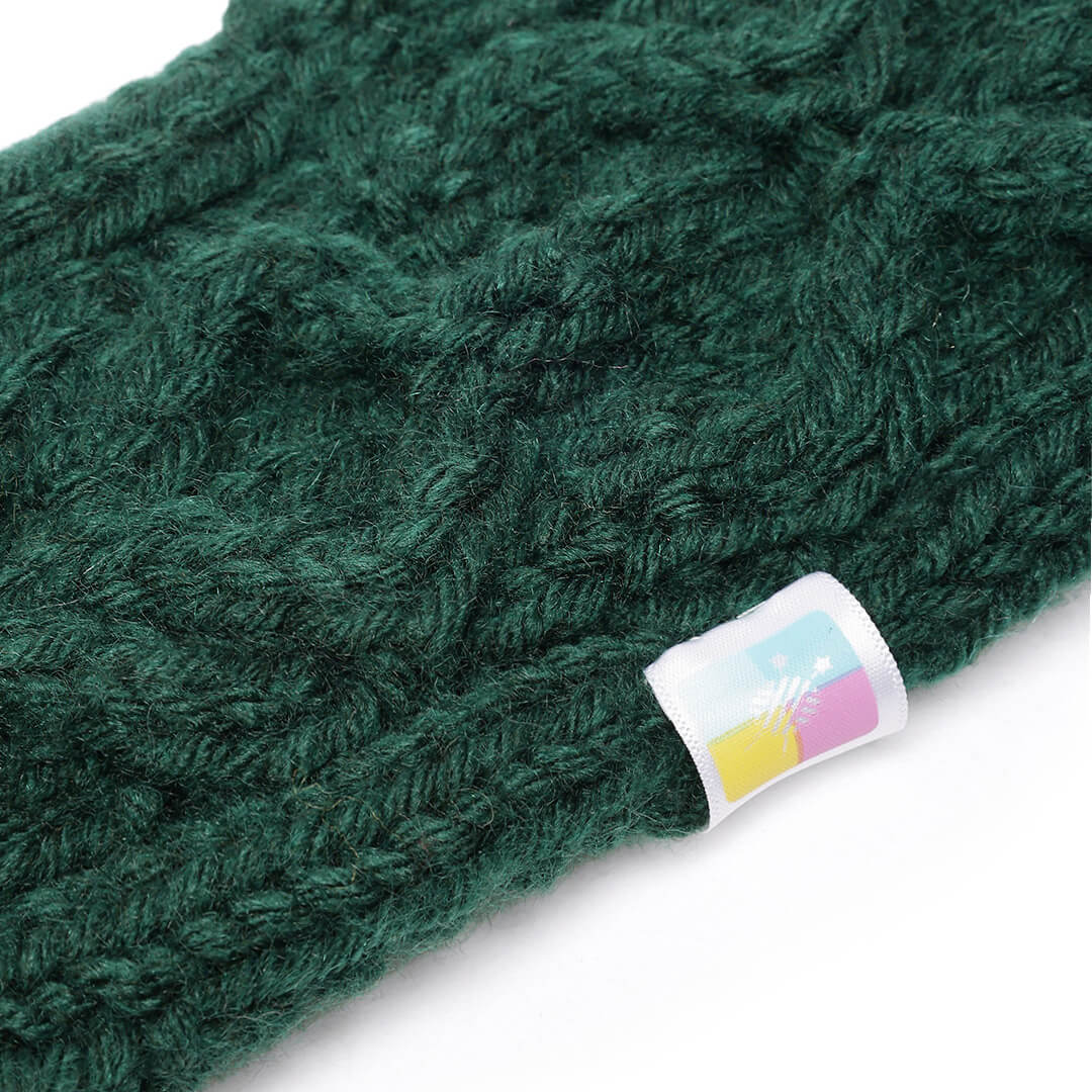 Hand Knitted Woolen Designer Headband - Dark Green 10685
