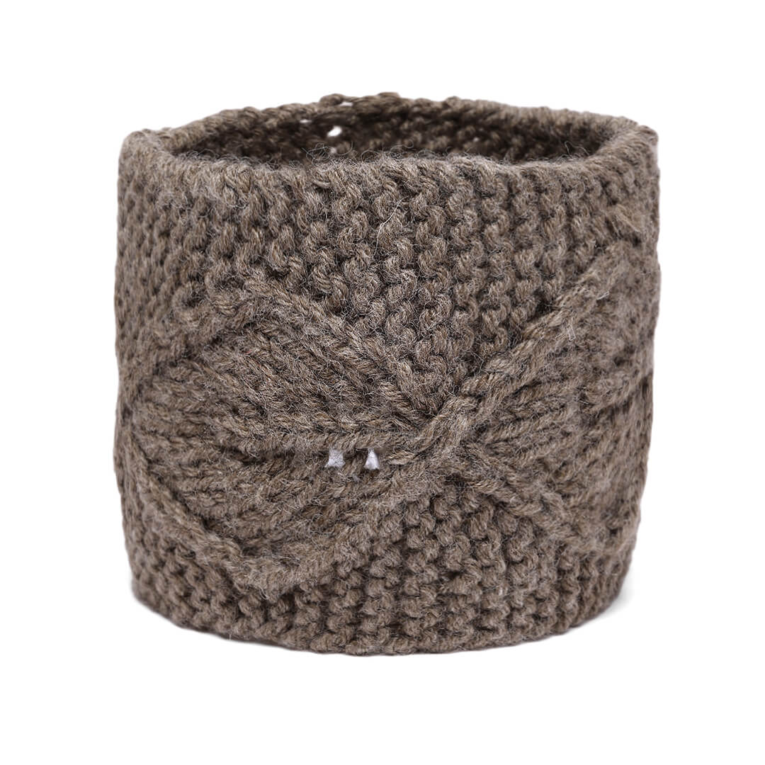 Hand Knitted Woolen Designer Headband - Brown 10686