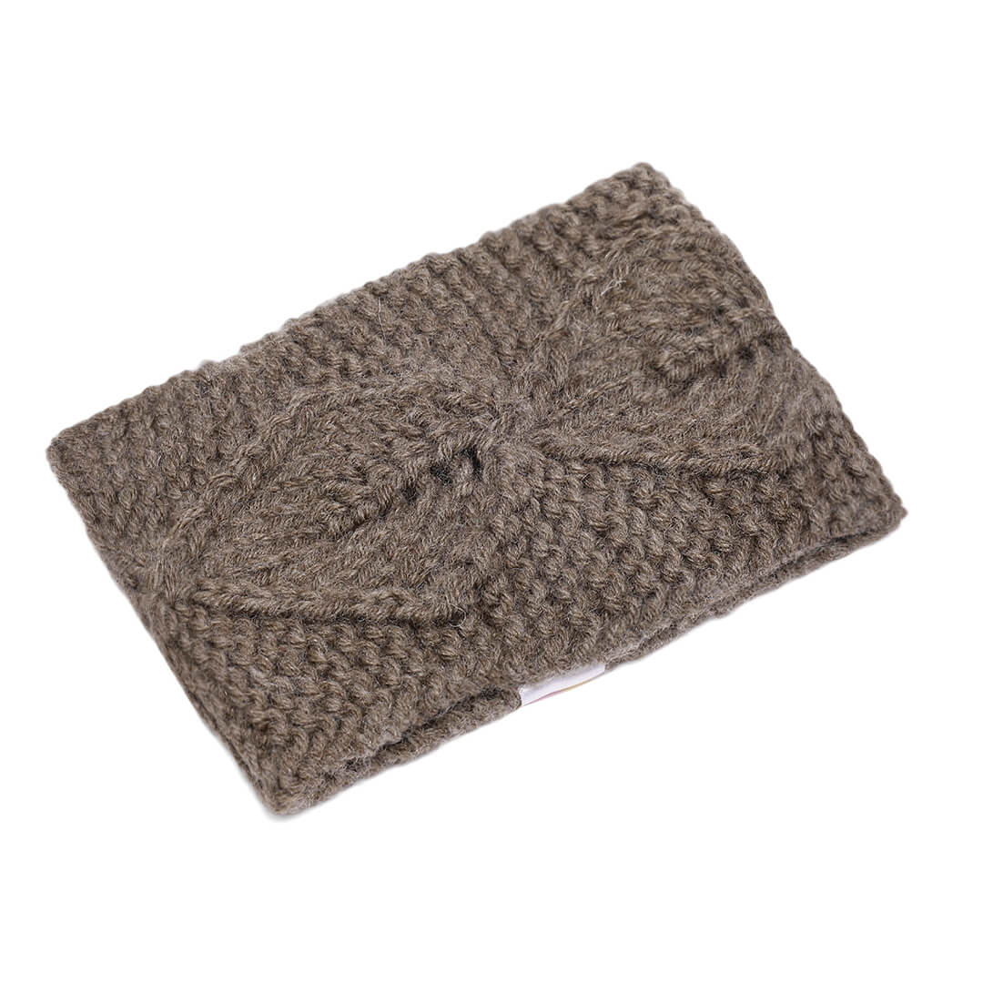 Hand Knitted Woolen Designer Headband - Brown 10686