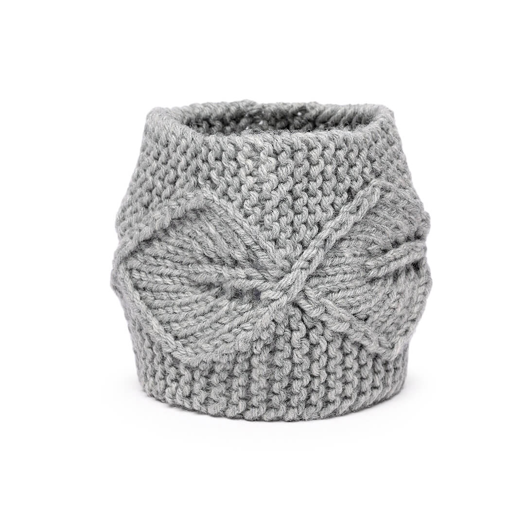 Hand Knitted Woolen Designer Headband - Light Grey 10687