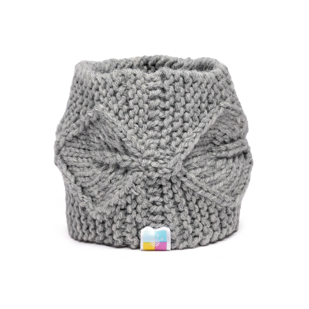 Hand Knitted Woolen Designer Headband - Light Grey 10687