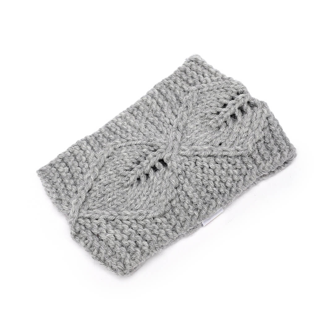 Hand Knitted Woolen Designer Headband - Light Grey 10687