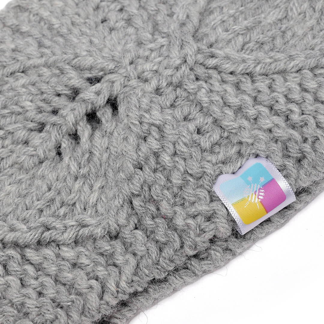 Hand Knitted Woolen Designer Headband - Light Grey 10687