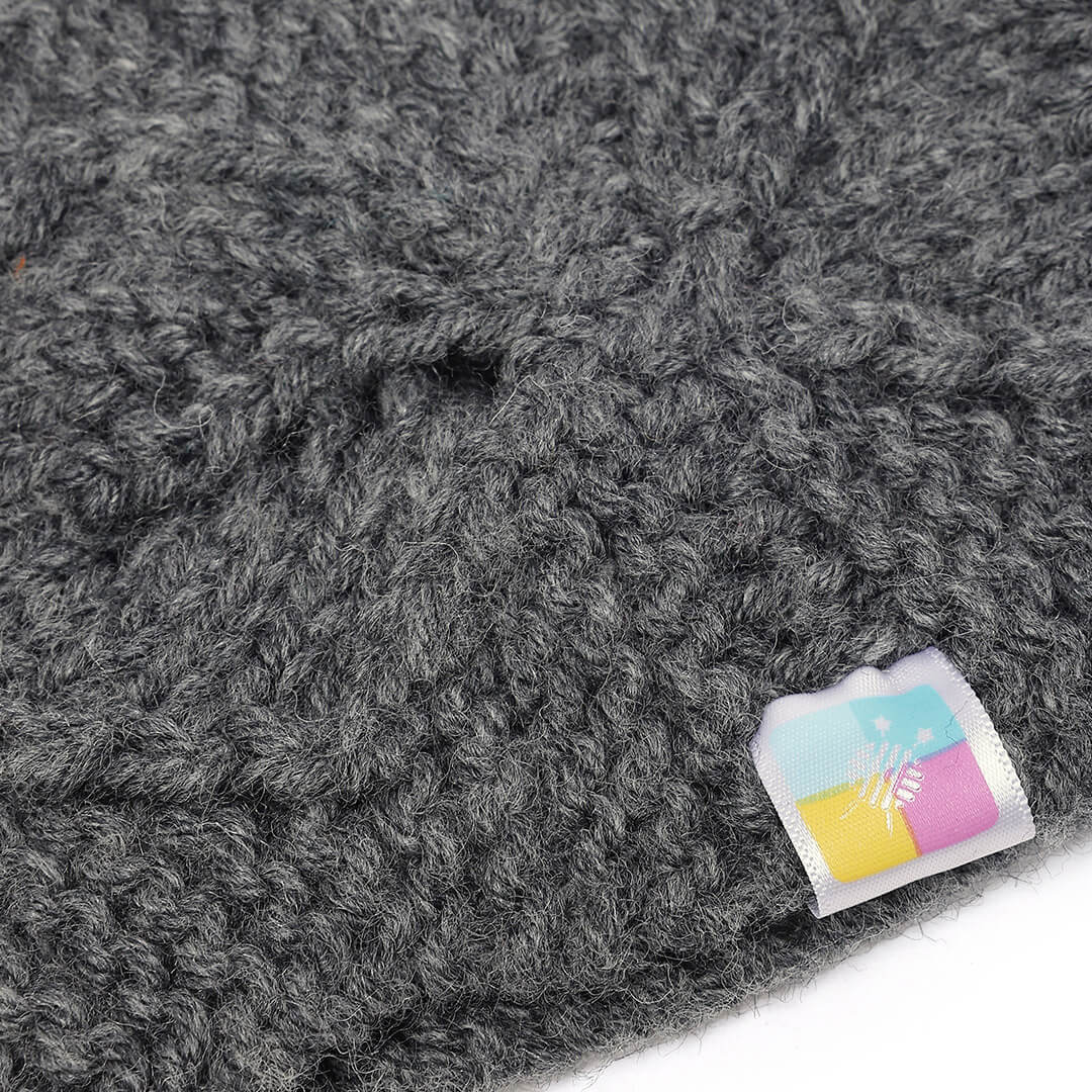 Hand Knitted Woolen Designer Headband - Dark Grey 10688