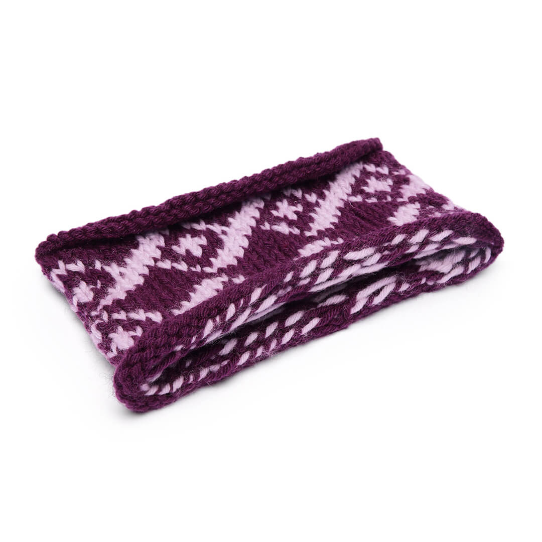 Hand Knitted Woolen ZigZag Design Headband - Violet 10689