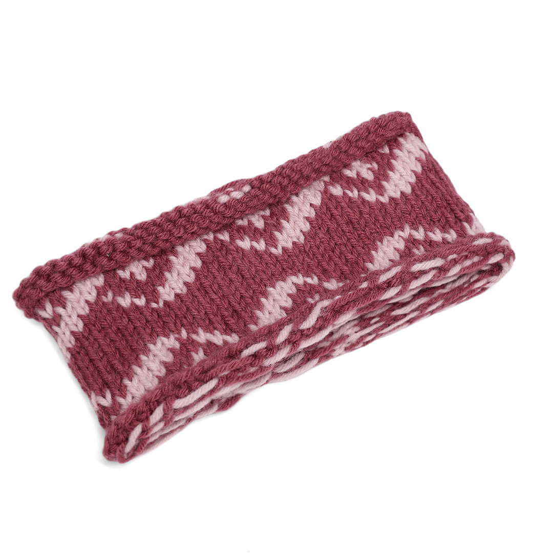 Hand Knitted Woolen ZigZag Design Headband - Mauve 10690