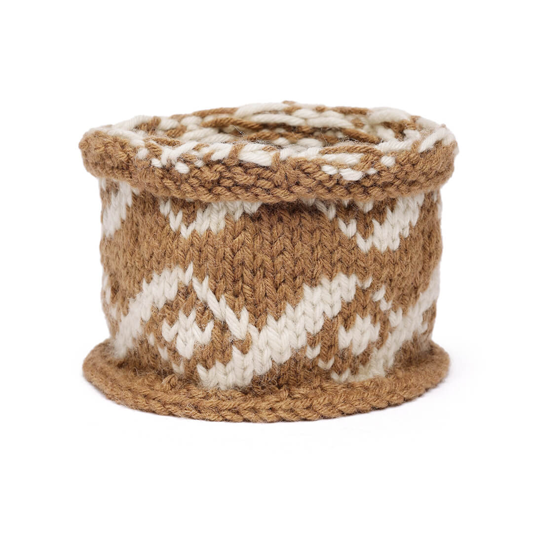 Hand Knitted Woolen Striped Headband - Brown 10691