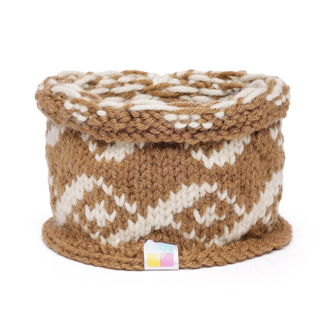 Hand Knitted Woolen Striped Headband - Brown 10691
