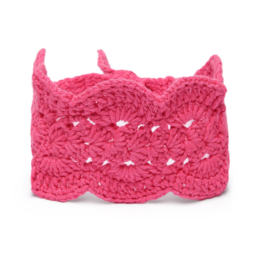 Handmade Crochet Tie-Back Headband - Rose Pink 10692