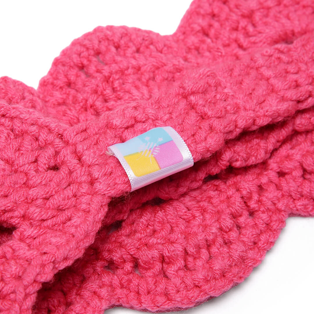 Handmade Crochet Tie-Back Headband - Rose Pink 10692