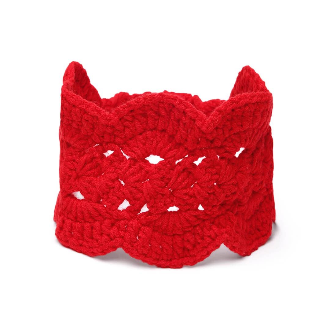 Handmade Crochet Tie-Back Headband - Red 10693