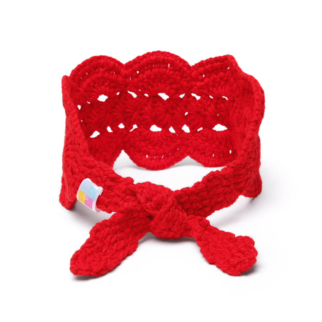 Handmade Crochet Tie-Back Headband - Red 10693